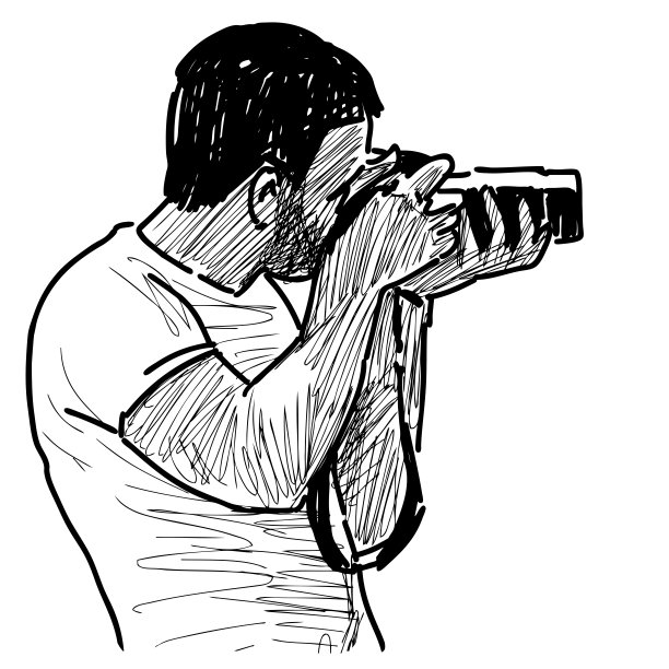 摄影师用相机拍照的手绘图图片下载