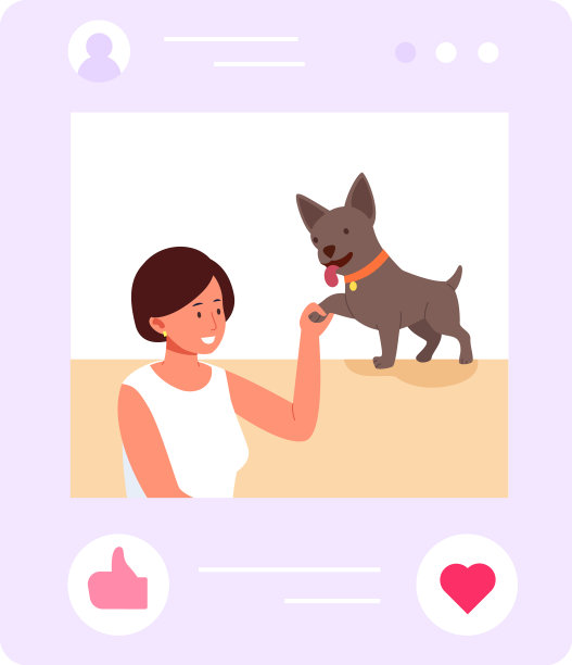 社交媒体上发布了带狗的快乐女人图片下载