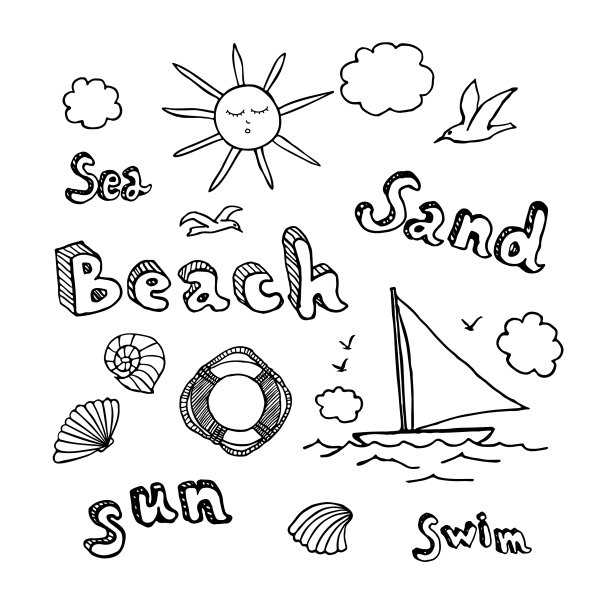 一套黑白手绘图纸图片下载