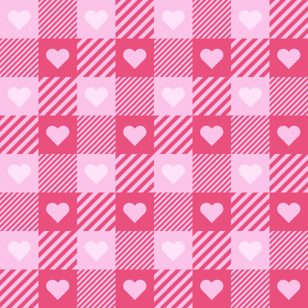 无缝格子背景粉红色心型图片下载