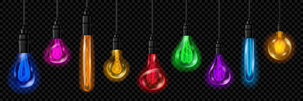 一套多色的复古白炽灯图片下载
