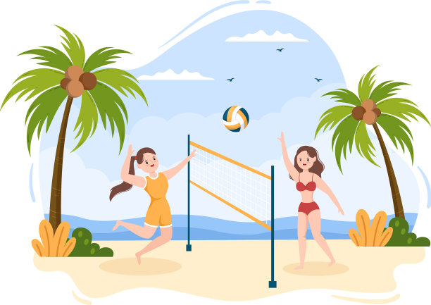 沙滩排球运动员进攻为运动图片下载
