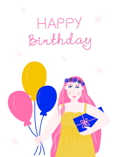 一个女人拿着一个假日盒子和气球图片下载