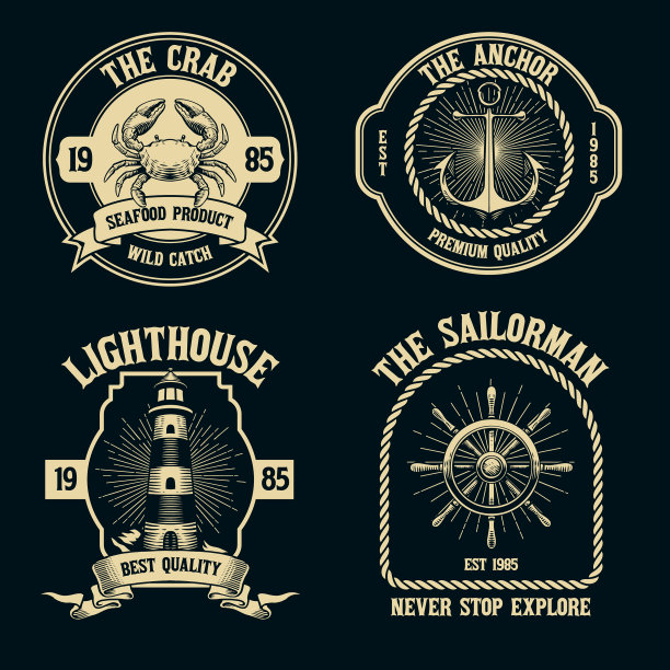 复古徽章集航海概念图片下载