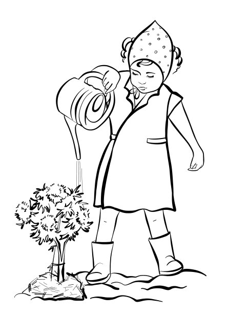 一个穿着浴袍和橡胶靴的小女孩图片下载