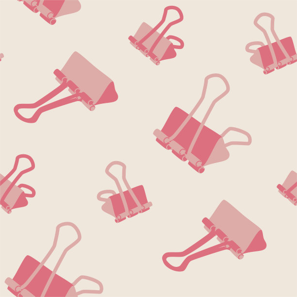 无缝矢量办公物品模式。时尚的回形针背景面料，纺织品，封面等。图片下载