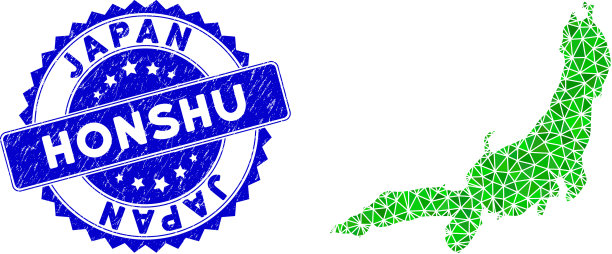 莲座垃圾印章和绿色多边形图片下载