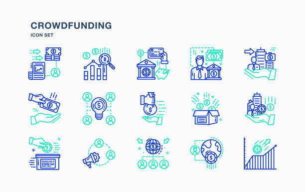 众筹和商业图标集图片下载