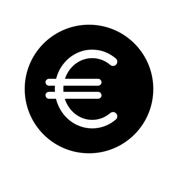 欧元货币硬币黑色图标孤立在白色背景上，欧元货币符号，简单扁平的货币形象，金融概念，矢量图标图片下载