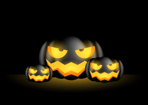 快乐万圣节背景模板设计装饰与黑色南瓜图片下载