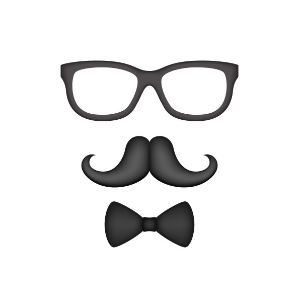 胡子，领结，和眼镜孤立在白色背景图片下载