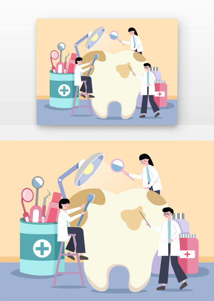 矢量医生牙齿检查图片下载