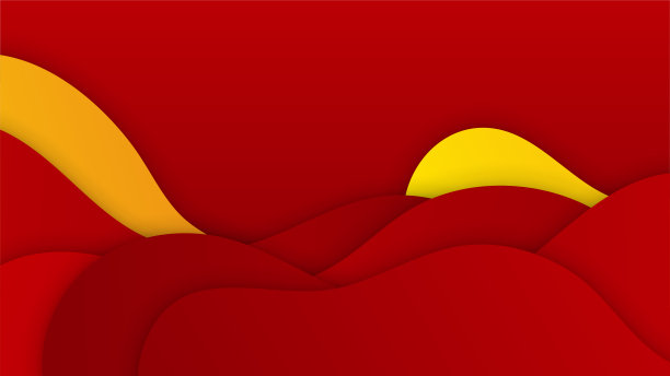 红色背景与橙色和黄色色彩抽象组合。线条和圆点组合的抽象背景可以用于广告横幅、促销横幅模板等图片下载