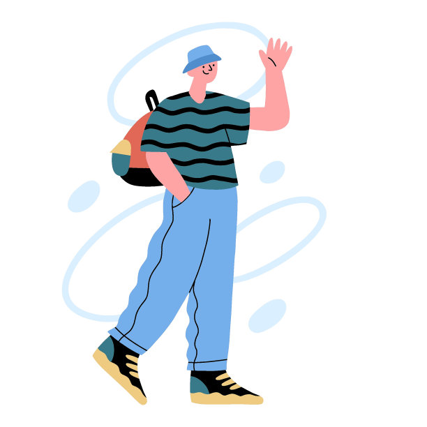 年轻人走着挥手图片下载