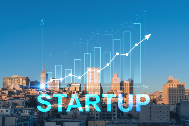 全景城市景观的旧金山诺布山地区，日落，市中心天际线，加州，美国。创业公司，启动项目，寻求和发展可扩展的商业模式，全息图图片下载