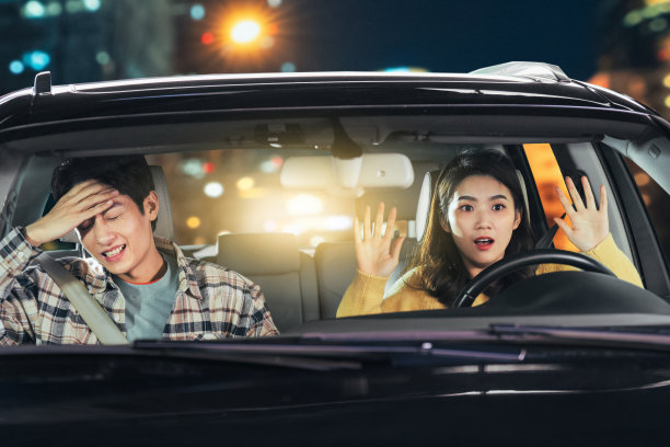 青年伴侣驾驶汽车出行图片下载