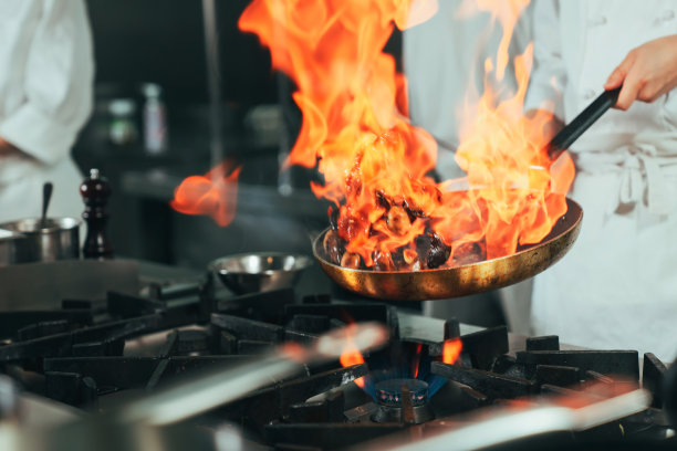 餐厅后厨大厨炒菜颠勺图片下载