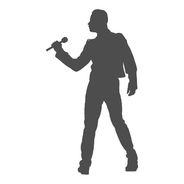 歌手与麦克风剪影的创意图片下载