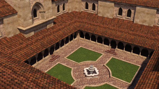 中世纪城堡的3D渲染图片下载