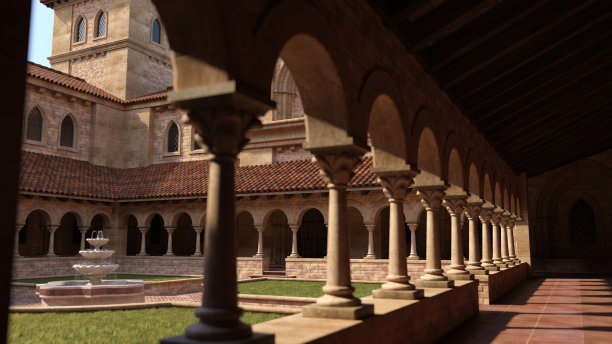 中世纪城堡的3D渲染图片下载