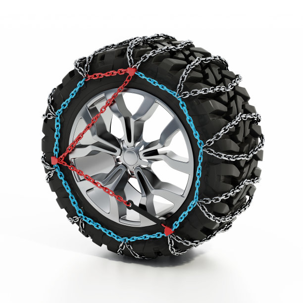 单车冬季轮胎与雪链隔离在白色图片下载