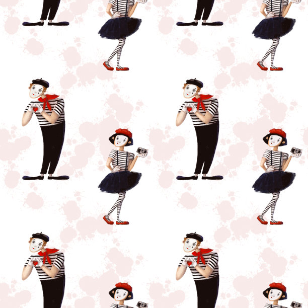 一对小丑哑剧天衣无缝的模式图片下载