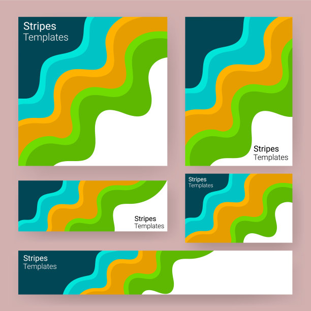 波浪条纹模板旗帜业务印刷图片下载