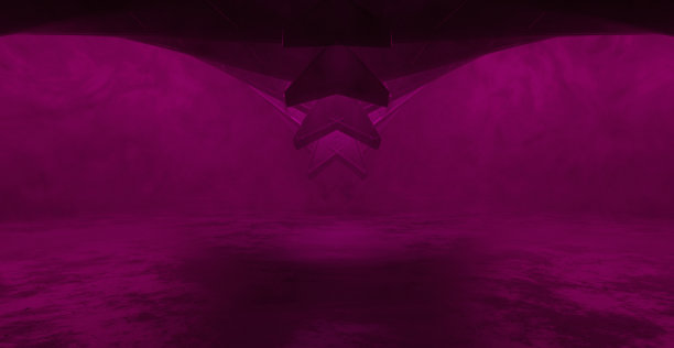 想象反乌托邦神秘的体积明亮紫色空走廊走廊房间车库工作室舞蹈发光抽象背景壁纸3D渲染图片下载