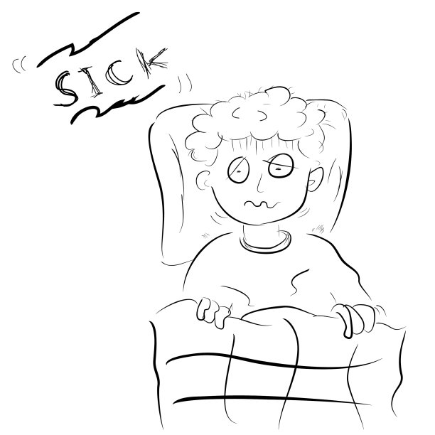 简单的手绘生病男孩的素描图片下载