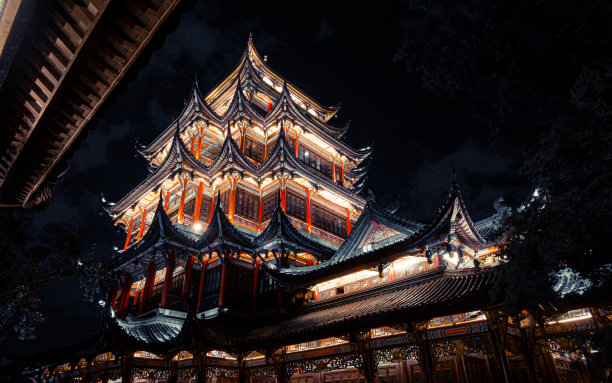 鸿恩阁夜景图片下载