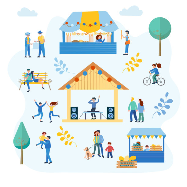 公园里的夏日集市街头美食节图片下载