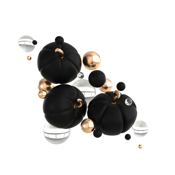 3d渲染漂浮的南瓜孤立在白色背景。节日装饰，金色和红色的南瓜庆祝万圣节活动模板图片下载