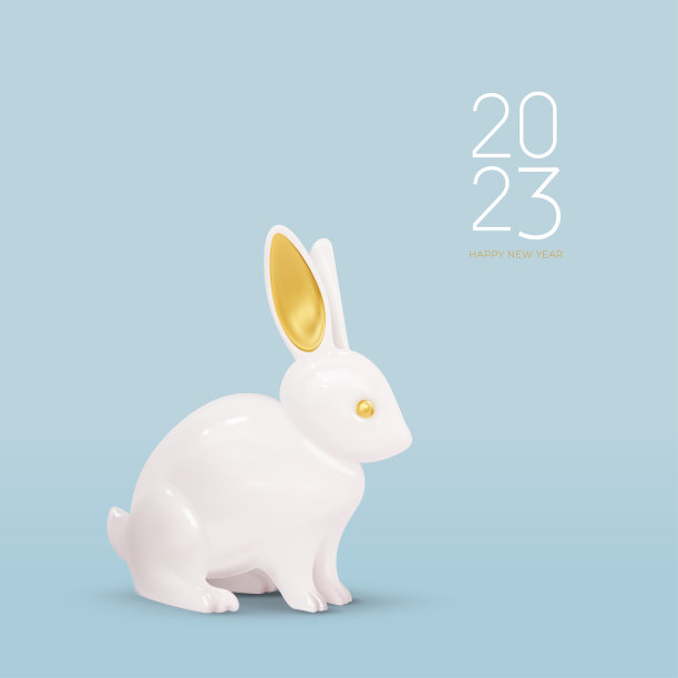 2023年中国新年快乐，兔年快乐。小兔子，海报，网站，横幅，宣传册，日历，贺卡。模板矢量插图孤立在白色背景。图片下载