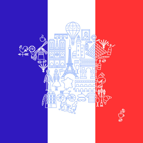 法国国旗国家地图图片下载