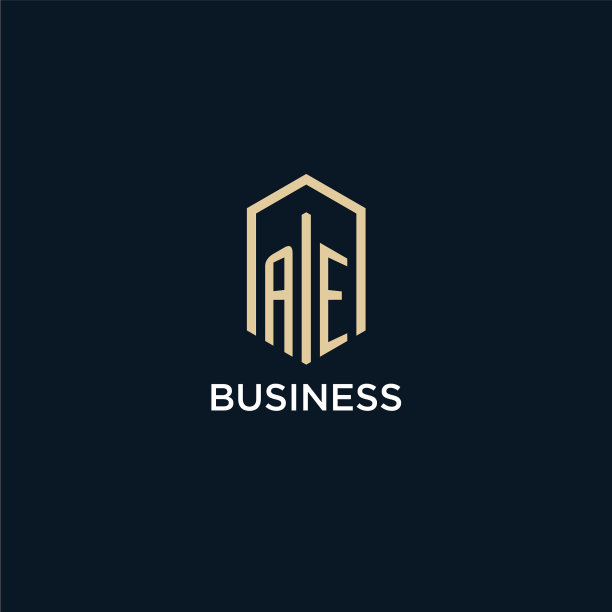 最初的字母标志与六角形图片下载