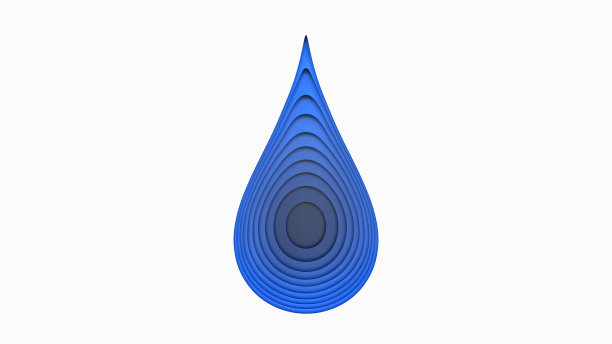 3D抽象剪纸水滴插画。彩色模板雕刻艺术风格。图片下载