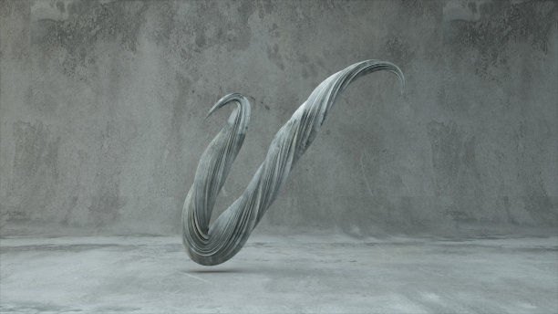 绕组字母表集合。独特的扭曲的信件。灰色的混凝土。字母五、3d插画图片下载