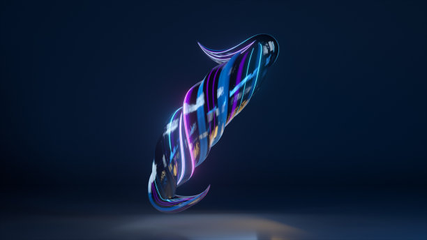 绕组字母表集合。独特的扭曲的信件。黑蓝霓虹色。一、3d插画图片下载