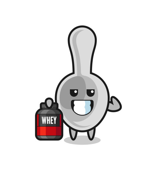 肌肉发达的勺子角色是抱着蛋白质的图片下载