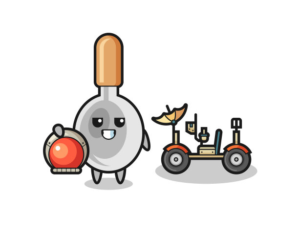 可爱的烹饪勺子和宇航员的月球车图片下载