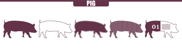 猪场牲畜牲畜各种平面图标设置图片下载