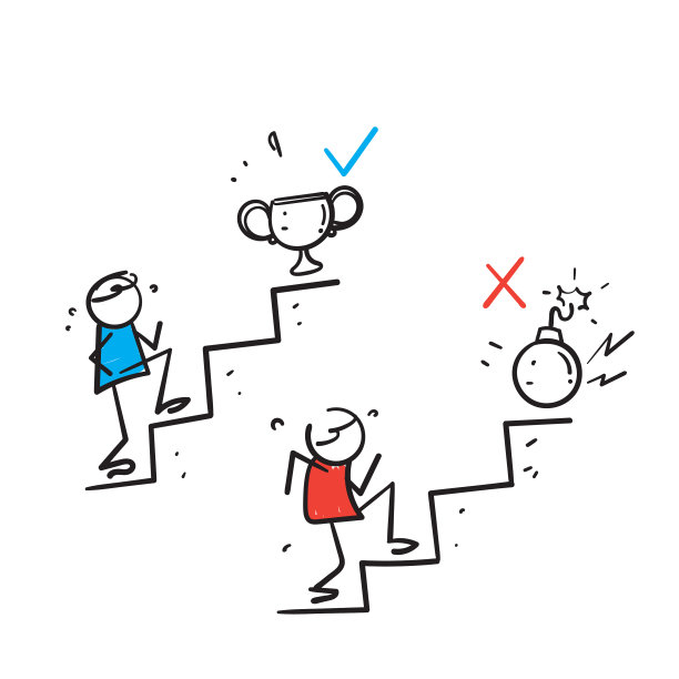 手绘涂鸦人与箭头路径选择图片下载