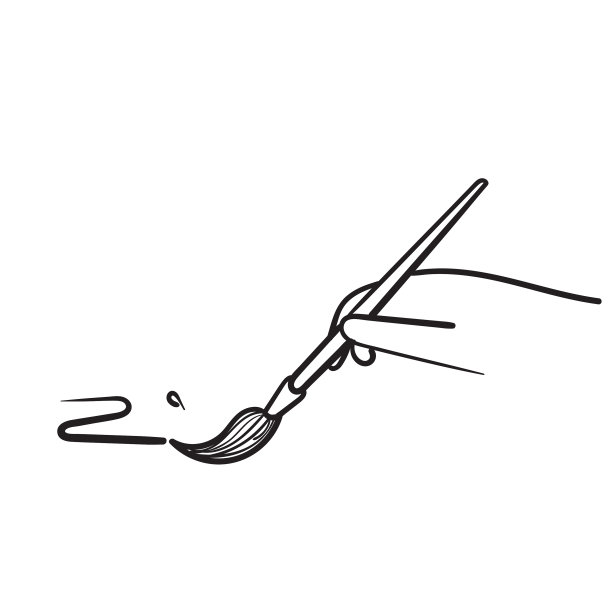手绘涂鸦手握画笔画画图片下载