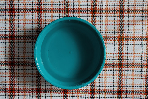 一碗绿色的水放在浴室的地板上，背景是方格图案图片下载