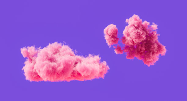 粉红色的云，浪漫的软云的形成，3d渲染图片下载