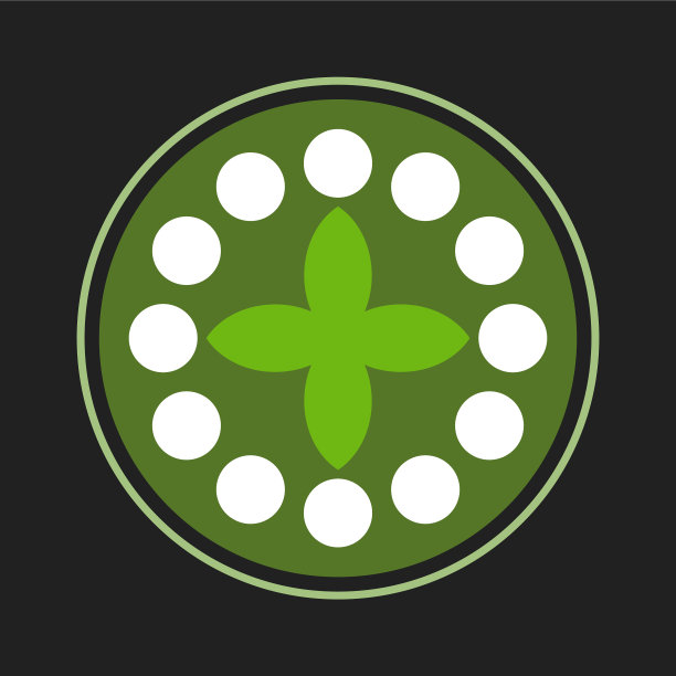 绿色叶片与圆形徽章标志设计图片下载