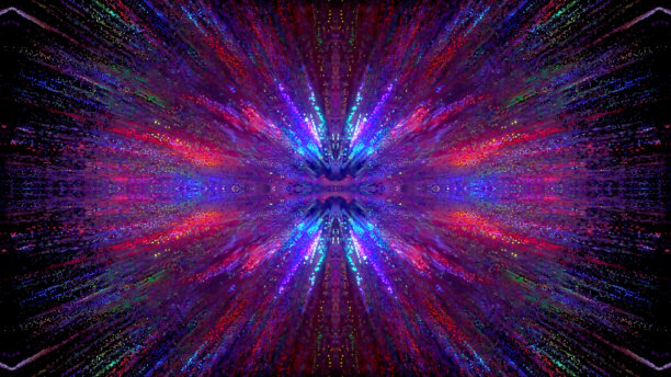 黑色背景上的色彩爆炸。蓝色和紫色。三维演示图片下载