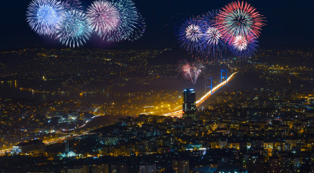 鸟瞰伊斯坦布尔的摩天大楼，伊斯坦布尔是一个大城市。图片下载