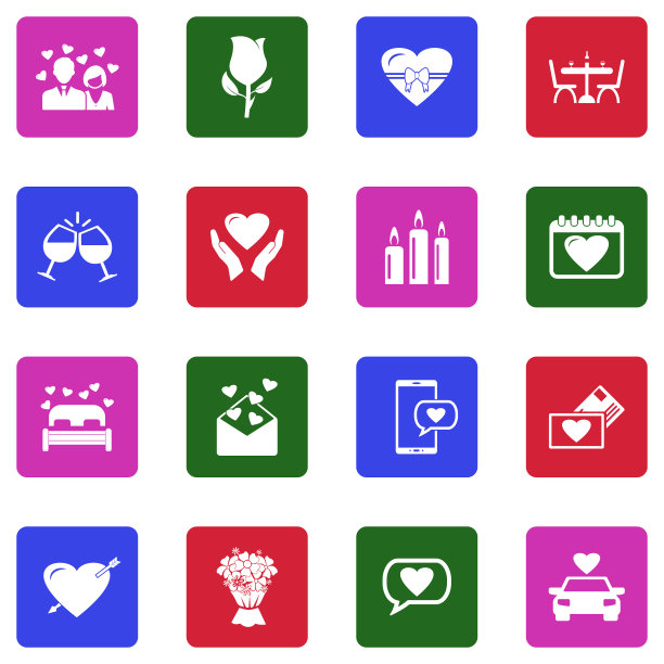 方形白色扁平化约会图标矢量素材图片下载