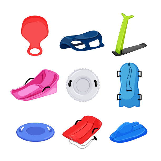 雪橇雪雪橇集卡通矢量插图图片下载